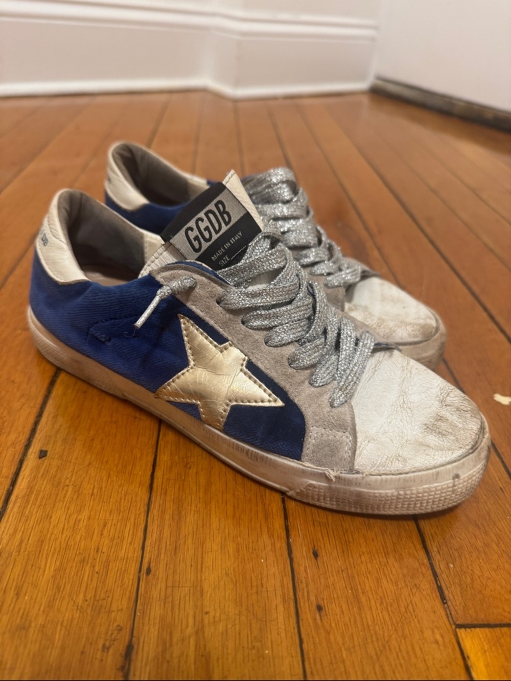 Golden Goose Blue Suede & Gold Star Sneakers